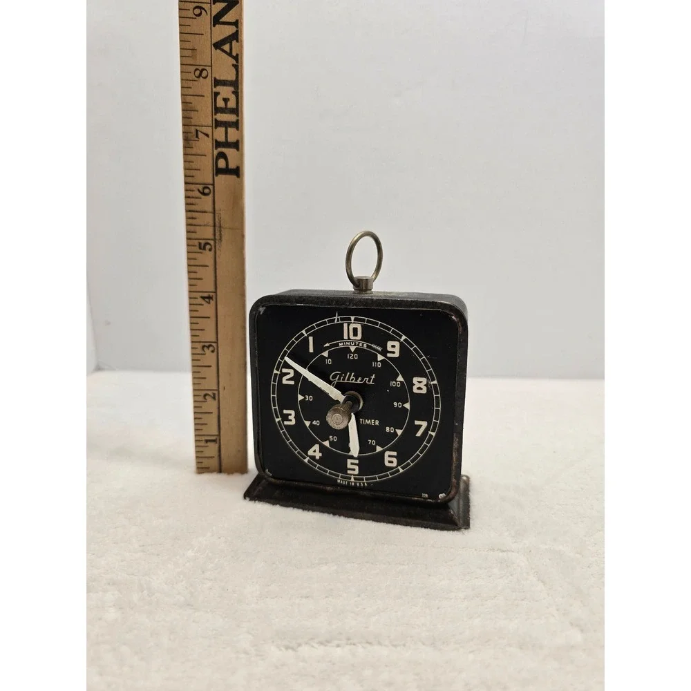 Gilbert Vintage Industrial Interval Timer Metal Mechanical Clock Black 4in